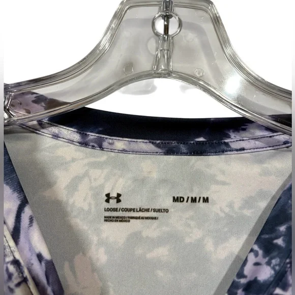 Under Armour, Long Sleeve Tie-Dye Performance Top, Loose Fit, Medium, Navy - Picture 3 of 9